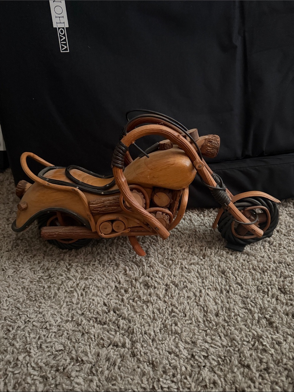 Handcrafted Wooden Motorcycle - Brown